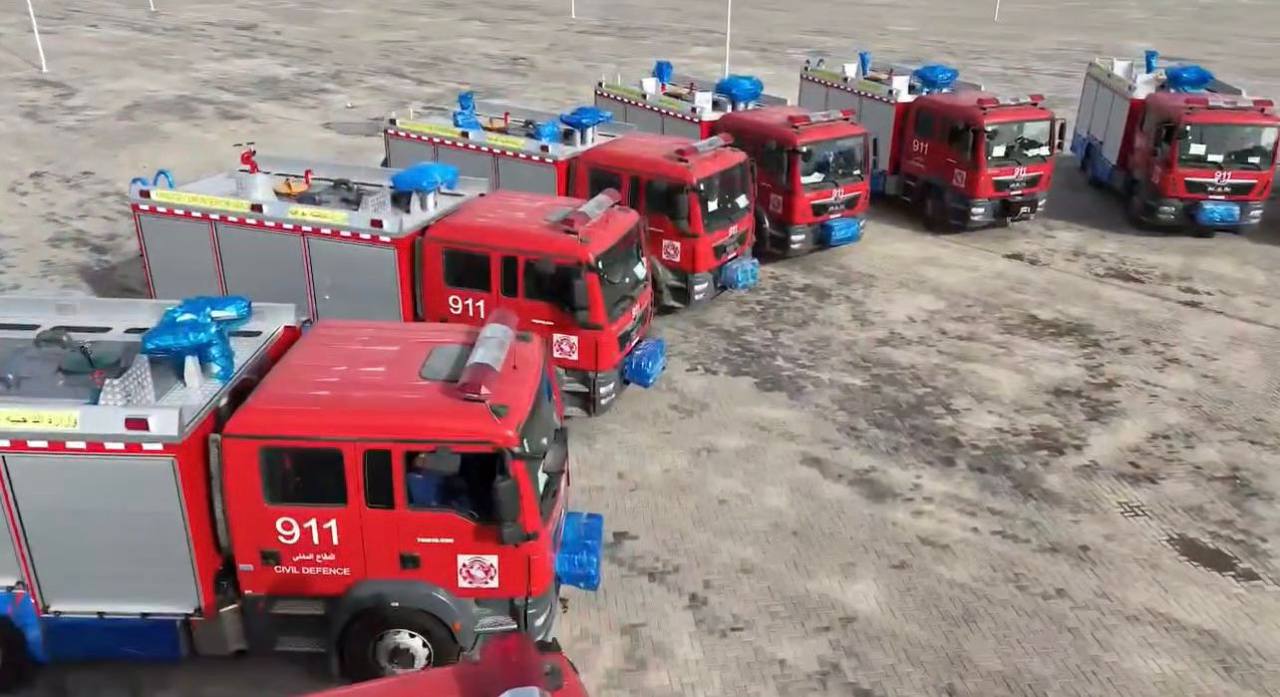 الدفاع المدني تتسلم دفعة جديدة من شاحنات إطفاء "مان" الألمانية الحديثة