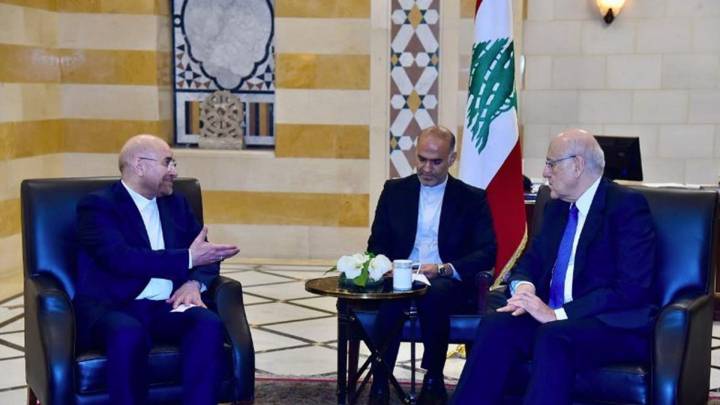 ميقاتي خلال لقاء قاليباف: اولويات الحكومة وقف اطلاق النار والعدوان الاسرائيلي